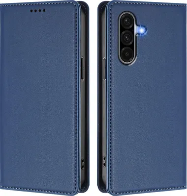Produktbild von Handyhülle für Samsung Galaxy A56, Kunstleder Klapphülle Stoßfeste Magnetische Hülle mit Ständer Dunkelblau