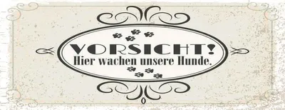 Produktbild von vianmo Holzschild 10x27 cm Vorsicht Hier wachen unsere Hunde Warnschild Hinweisschild