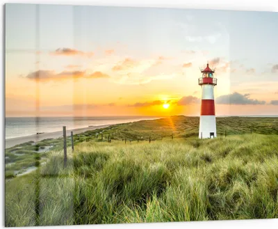 Produktbild von DEQORI Küchenrückwand Glas 80x60 cm 'Leuchtturmliebe' Spritzschutz Bad Rückwand