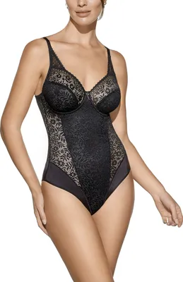 Produktbild von Selene modischer Shapingbody mit Bügel und ungepolsterten Cups, Spitze Schwarz, 80C