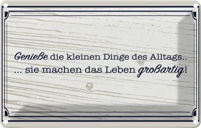 Produktbild von vianmo Blechschild 12x18 cm Genieße die kleinen Dinge Alltags Spruch Zitat