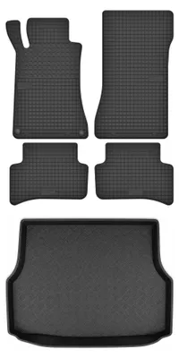 Productafbeelding van Rubberen automatten + kofferbakmat voor Mercedes-Benz Klasa C W203 2000-2007 (coupé) – 5-delig, zwart, op maat – Wielganizator