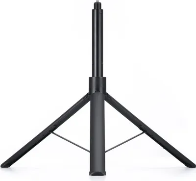 A black tripod stand against a white background.