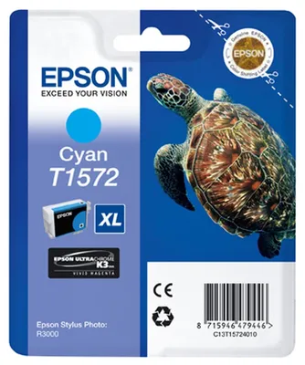 Obrázok produktu pre Epson Turtle T1572 Cyan, Vysoký (XL) výnos, Azúrová, 25,9 ml, 1 kusov, 2300 strany