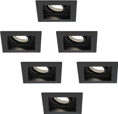 Image de HOFTRONIC - Spot LED encastrable carré 4W 345lm 4000K GU10 Noir orientable dimmable