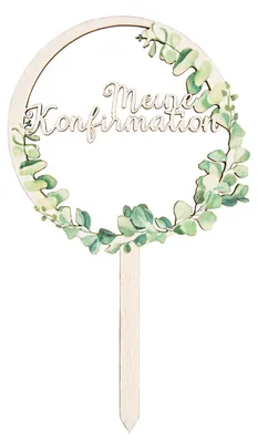 Produktbild von Tortendeko Konfirmation Caketopper Kuchenstecker Eukalyptus für Junge & Mädchen