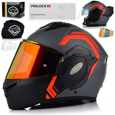 Image de Casque modulable Vito avec écran Pinlock et pare-soleil | Casque intégral modulable pour moto | Homologation ECE 22.06 | Taille S (55-56 cm)