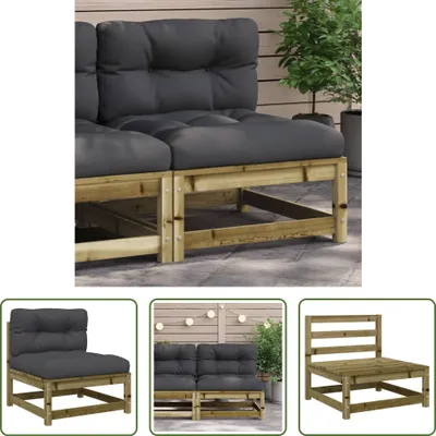 Produktbild von The Living Store Gartensofa ohne Armlehnen mit Kissen Kiefernholz Imprägniert