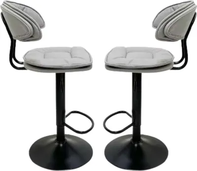 Immagine prodotto di Happyment Sgabelli da bar Mumba – Set da 2 – Con schienale – Regolabili in altezza – Girevoli – Per cucina, bar o soggiorno – Grigio