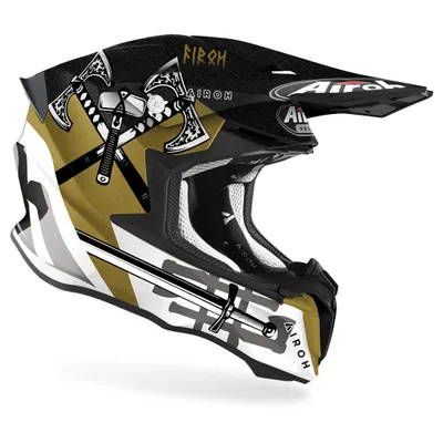 Produktbild von Airoh Twist 2.0 Sword Motocross Helm (Black/White/Gold,XS (53/54))