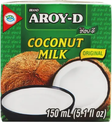 The image shows the front packaging of Aroy-D Coconut Milk.