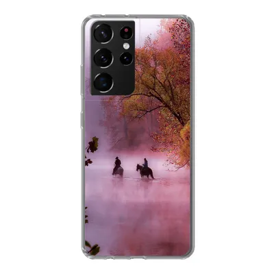 Produktbild von MuchoWow® Handyhülle Schutzhülle Hülle für Samsung Galaxy S21 Ultra Pferde - Nebel - Wald Silikon Softcase Handy Hülle - Mobiltelefon