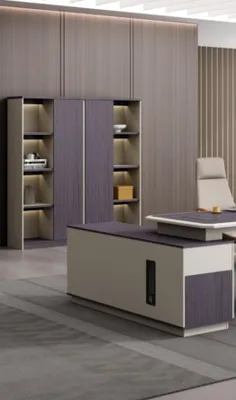 Immagine prodotto di Scrivania angolare di design con schedario Mobili per ufficio Arredi perdirezionali 2 pezzi