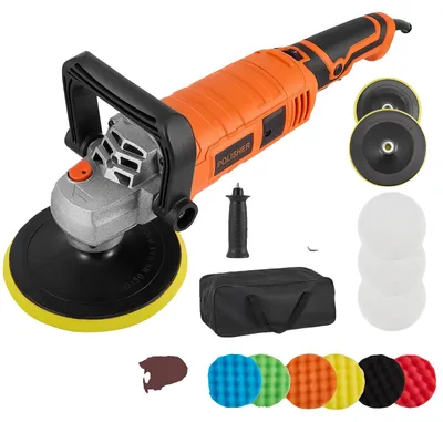 Immagine prodotto di Lucidatrice elettrica per auto, con 7 velocità regolabili, kit di lucidatura completo, colore arancione