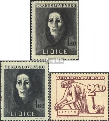 Produktbild von Briefmarken Tschechoslowakei 1947 Mi 518-520 (kompl.Ausg.) postfrisch Lidice
