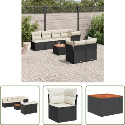 Produktbild von The Living Store 8-tlg. Garten-Sofagarnitur mit Kissen Schwarz Poly Rattan