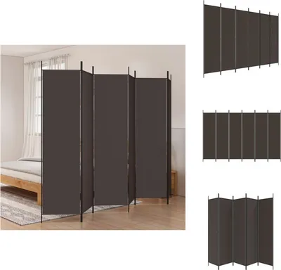 Obrázek produktu pro vidaXL 6dílný skládací paraván hnědý 300x200 cm látka - rozdělovač místností