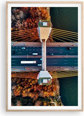 Produktbild von Gerahmtes Poster - Rahmen in heller Eiche - Brücke Siekierkowski Warschau - 70x100 cm - Wand Bild - Wanddeko - Wandbilder - Kunstposter - Wandposter - Bilderrahmen - Bilder - P2NPA70x100-4663