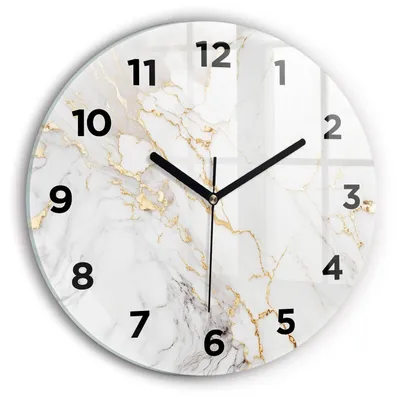 Produktbild von Wallfluent Wanduhr – Stilles Quarzuhrwerk - Uhr Dekoration Wohnzimmer Schlafzimmer Küche - Zifferblatt - schwarze Zeiger - 30 cm - Dekorativer Marmor
