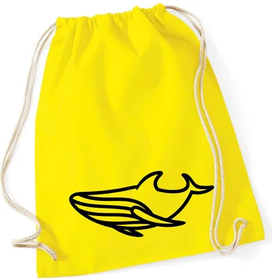 Produktbild von Huuraa Turnbeutel Blauwal Silhouette 12 Liter Yellow Baumwolle Rucksack Geschenkidee