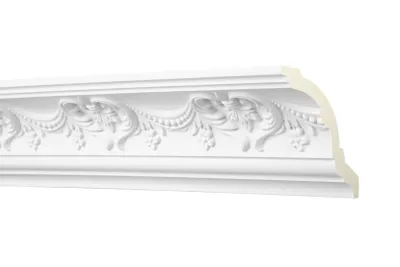 Produktbild von 2 Meter Zierprofil 80x80mm - Stuckleiste aus Polyurethangemustert, weiß, stoßfest - AA355 Hexim Perfect - Eckleiste Dekorleiste Stuckprofil Zierleiste