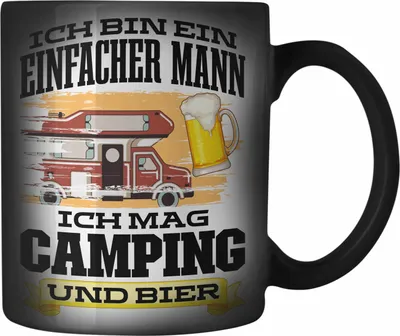 Produktbild von Trendation - Wohnwagen Camper Farbwechsel Zauber-Tasse Geschenke Wohnmobil für Männer Campingwagen Geschenkidee Zubehör Camping Opa Oma Rentner Lustig Grafik Bier (Schwarz)