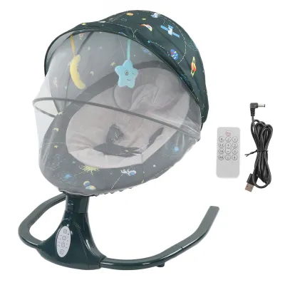 Produktbild von Intelligente elektrische Babywippe mit Bluetooth-Lautsprecher, 4 Modi, Fernbedienung, faltbar & abnehmbar – Musik-Schaukel für Babys