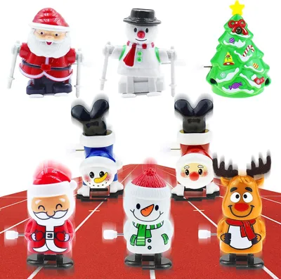 Productafbeelding van Kerstspeelgoedset - Set van 8 - Springspeelgoed om op te trekken - Adventskalender - Vulbaar - Veerfiguren