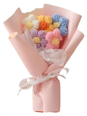 Produktbild von Handgehäkelter Blumenstrauß, kleiner Puschelstrauß aus Wildblumen, Geburtstags- oder Jahrestagsgeschenk für Mama, Ehefrau, beste Freundin, Freundin