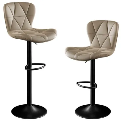 Produktbild von Hawthyhome Barhocker 2er Set Kunstleder Barstuhl Höhenverstellbar 360° Drehbar mit Rückenlehne Khaki