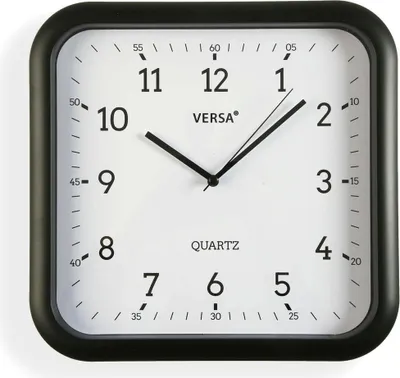 Image de Horloge murale deversa noire plastique quartz 3,5 x 28,5 x 29,5 cm