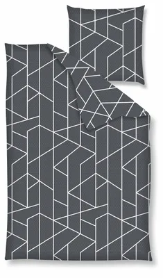 Produktbild von Nanette Renforcé Bettwäsche - ZickZack-Muster 135 x 200 cm dunkelgrau Zickzack-Muster, dunkelgrau