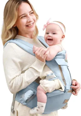 Produktbild von Famanu Babytrage mit Hüftsitz und Lendenunterstützung - Komfortabel und Ergonomisch - 3-30 kg - Schwarz