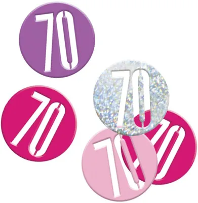 Produktbild von Konfetti rosa & silber Zahl 70