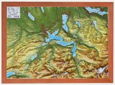 Obrázek produktu pro Střední Švýcarsko, reliéfní mapa malá 1:200 000 s dřevěným rámem