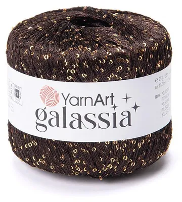 Produktbild von YarnArt Galassia 5819 Paillettengarn Dunkelschokolade Gold 25g