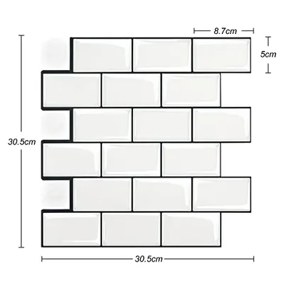 Produktbild von Fliesenaufkleber 30x30cm PVC Fliesen-Folie 10 Stück-1 Satz Deko Folie selbstklebende Klebefliesen abgeschnitten Kacheldekor(Typ E - Weiß) CEEDIR