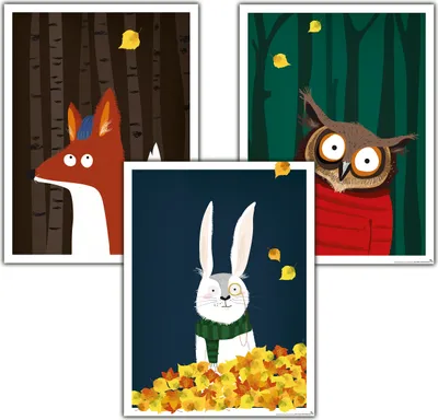 Produktbild von Kinderzimmer Poster Wald 3er-Set, 30 x 40 cm 30 x 40 cm