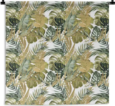 Produktbild von MuchoWow® Wandteppich Wandbehang Tropisch - Grün - Blatt 150x150 cm Tapisserie Dekoration Wandtuch - Wohnaccessoires - Modernes