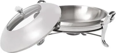 Produktbild von Silberner 3-Liter Buffetwärmer mit Deckel und Hitzebeständigen Griffen