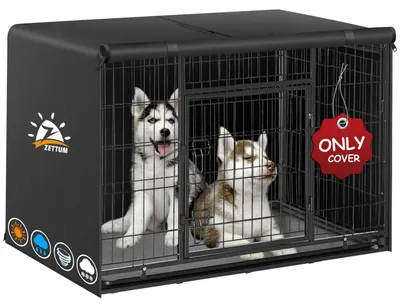 Image de Couverture pour cage de chien, 60 cm, en Oxford 600D, imperméable, coupe-vent, résistante aux UV, dimensions : 61 x 45 x 50 cm