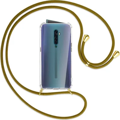 Produktbild von Handykette Backcover-Schutzhülle mit Band (Metall goldfarben) für Oppo Reno2 - khaki