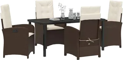 Produktbild von vidaXL Garten Essgruppe mit Kissen 5 pcs Braun Poly-Rattan