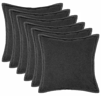 Obrázok produktu pre vidaXL Vankúšový poťah, 6 ks, HOUTEN, tmavosivá farba, 55 x 55 cm, materiál: bouclé