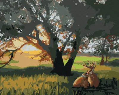 Produktbild von Zuty - Malen nach Zahlen - HIRSCH UNTER EINEM BAUM (D. RUSTY RUST), 40x50 cm, ohne Keilrahmen