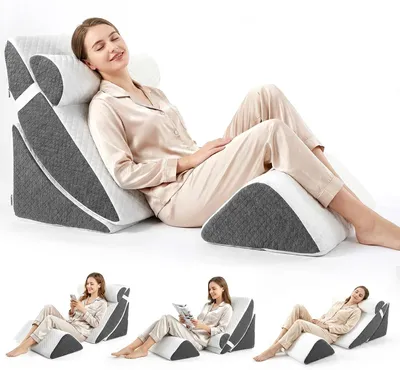 Imagen del producto de Juego de 4 almohadillas ortopédicas para soporte lumbar, ajustables, con fundas lavables, para cama y sofá