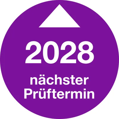 Produktbild von Dreifke® Prüfplakette Nächster Prüftermin 2028, Folie, Ø 30 mm, 10 Stück/Bogen