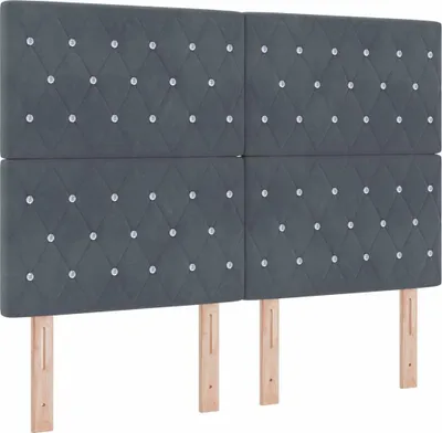 Image de Tête de lit LED avec bandes LED Gris foncé 160 cm Velours