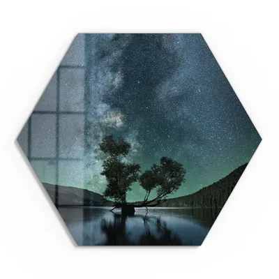 Produktbild von DEQORI Glasbild Echtglas 40x35 cm 'Sternenwaldträume' Wandbild Bild modern Deko