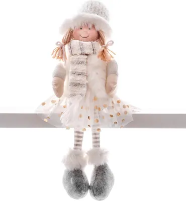 Produktbild von Dekoration MagicHome Weihnachten, Mädchen mit gepunktetem Rock, sitzend, 33 cm